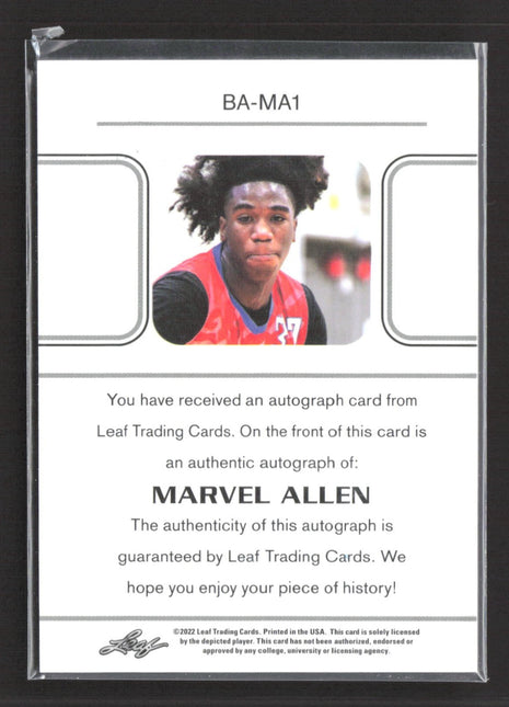 2021-22 Leaf Marvel Allen Rc Auto /99 #BA-MA1