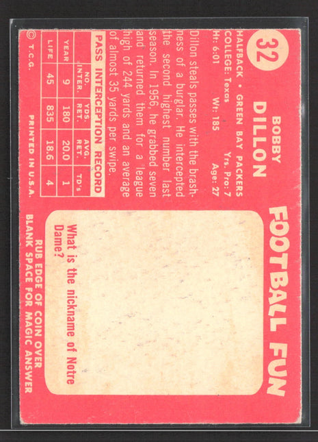 1958 Topps - Bobby Dillon #32