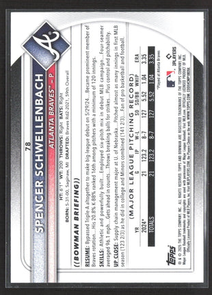 2025 Bowman Spencer Schwellenbach #78 RC Orange /25