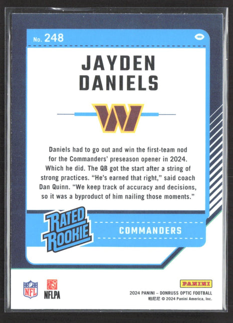 2024 Panini Donruss Optic Jayden Daniels Rated Rookie #248