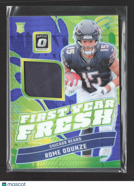 2024 Donruss Optic First Year Fresh Rome Odunze #FYF-ROE Blue Hyper Jersey