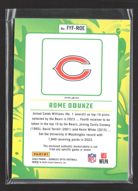 2024 Donruss Optic First Year Fresh Rome Odunze #FYF-ROE Blue Hyper Jersey