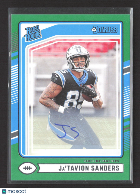2024 Panini Donruss - Rated Rookie Ja'Tavion Sanders #317 (RC) Green Auto