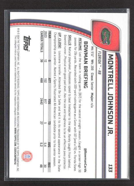 2024 Bowman University Chrome Montrell Johnson Jr Pink Refractor /150 #133