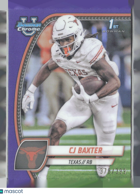 2024 Bowman University Chrome CJ Baxter 1st Purple Refractor /399 #42