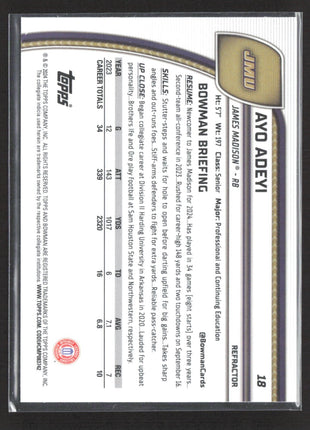 2024 Bowman University Chrome Ayo Adeyi 1st Refractor #18