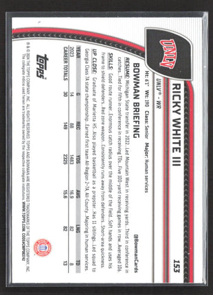 2024 Bowman University Chrome Rciky White Purple Shimmer #153