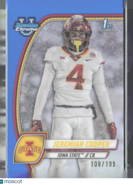 2024 Bowman University Chrome Jeremiah Cooper 1st Blue Refractor /199 #99