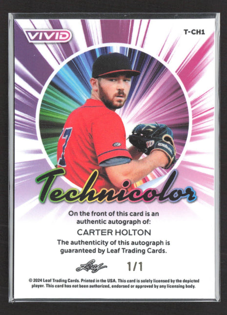 2024 Leaf Vivid Technicolor Carter Holton Rc Auto 1/1 #T-CH1