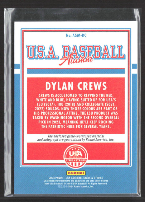 2024 Panini Stars & Stripes Dylan Crews Rc Patch Auto /199 #ASM-DC
