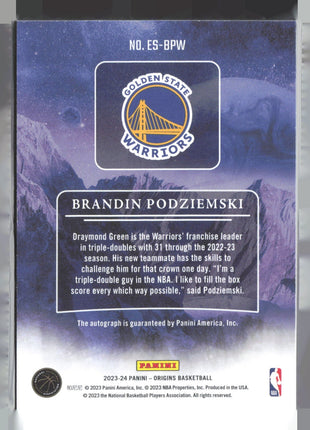 2023-24 Panini Origins - Elevation Rc Auto Brandin Podziemski #ES-BPW /150