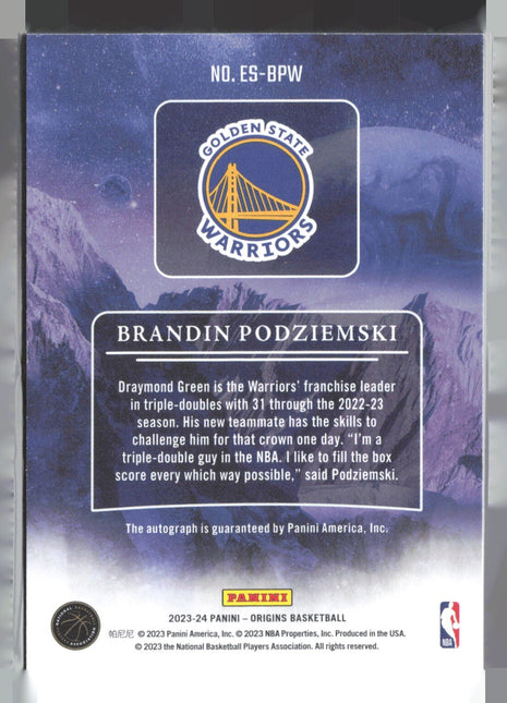 2023-24 Panini Origins - Elevation Rc Auto Brandin Podziemski #ES-BPW /150