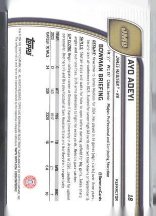 2024 Bowman University Chrome Ayo Adeyi 1st Refractor #18