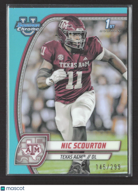 2024 Bowman University Chrome Nic Scourton 1st Aqua Refractor /299 #137