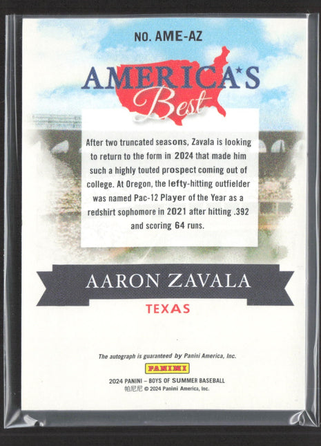 2024 Panini Boys of Summer - America's Best Auto Aaron Zavala #AME-AZ /149