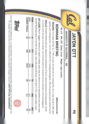 2024 Bowman University Chrome Jaydn Ott Aqua Refractor /299 #95