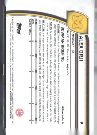 2024 Bowman University Chrome Alex orji Aqua Speckle /275 #9