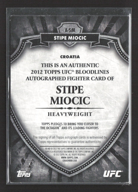 2012 Topps UFC Bloodlines - Stipe Miocic #A-SM (RC) Auto /449