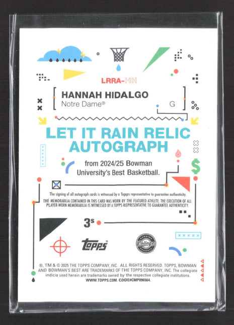 2024-25 Bowman University Best Hannah Hidalgo Let it Rain Jersey Auto Gold /50