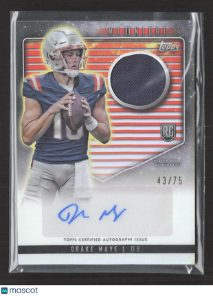 2024 Topps Midnight Drake Maye Orange Rc Patch Auto /75 #RJA-DM