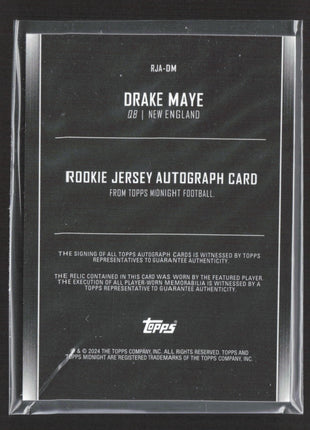 2024 Topps Midnight Drake Maye Orange Rc Patch Auto /75 #RJA-DM