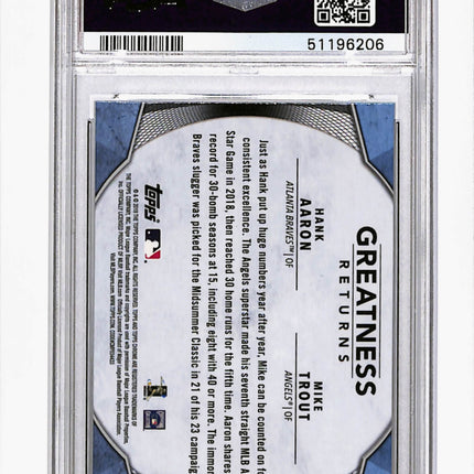 2019 Topps Chrome Greatness Returns Mike Trout Hank Aaron #GRE8 PSA 10