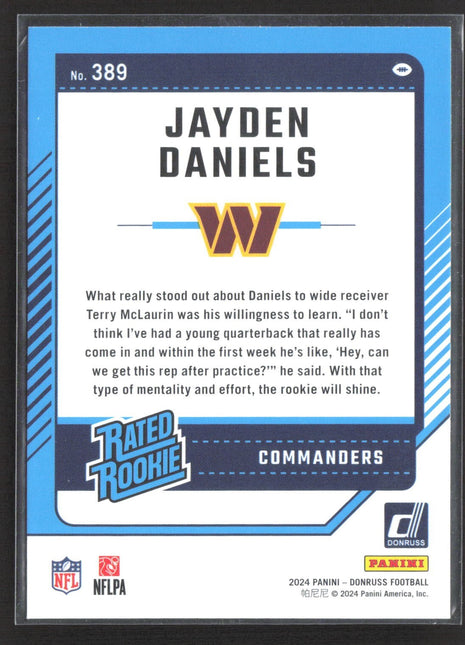 2024 Panini Donruss - Rated Rookie Jayden Daniels #389 (RC) yellow Press Proof