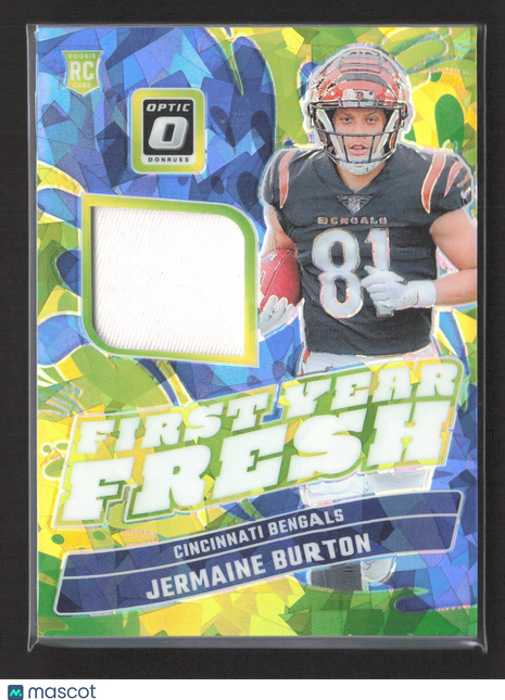 2024 Panini Optic First Year Fresh Jermaine Burton Blue Ice Jersey Rc /49