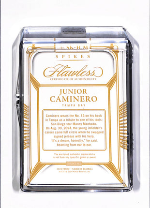 2024 Panini Flawless Junior Caminero Platinum Rc Cleat Spike /10 #SK-JCM
