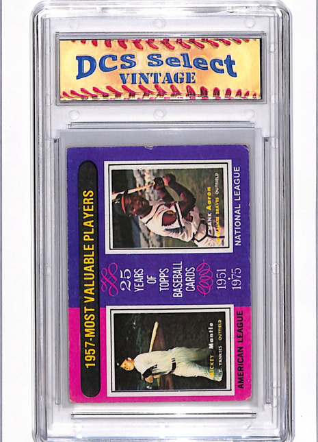 1975 Topps - Most Valuable Players Mickey Mantle, Hank Aaron #195
