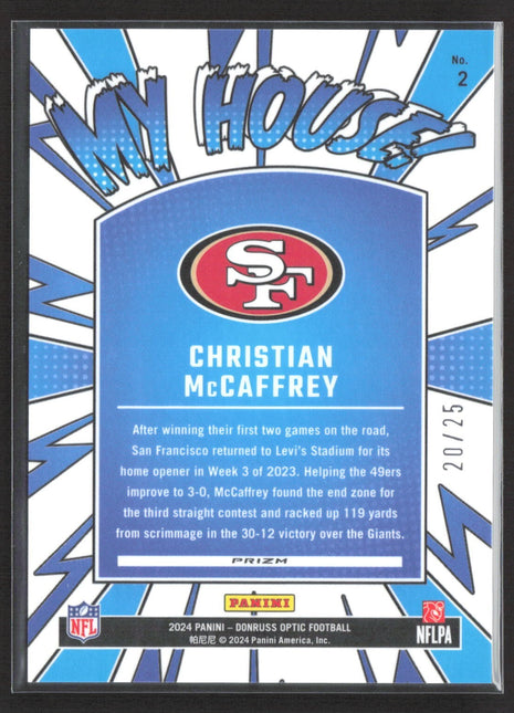 2024 Panini Optic Christian McCaffrey My House Black Pandora /25 #2