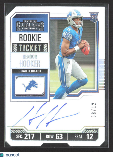 2023 Panini Contenders Hendon Hooker Rookie Ticket Stub Auto /12 #111