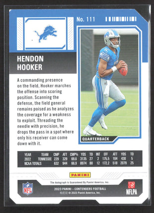 2023 Panini Contenders Hendon Hooker Rookie Ticket Stub Auto /12 #111