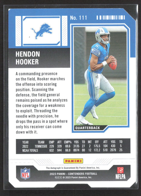 2023 Panini Contenders Hendon Hooker Rookie Ticket Stub Auto /12 #111