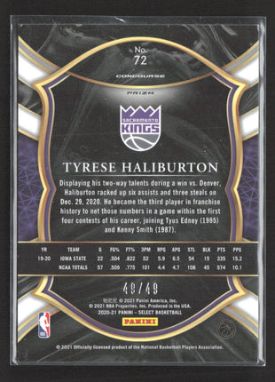 2020-21 Panini Select Concourse Tyrese Haliburton #72 Blue Green Flash /49 Rc