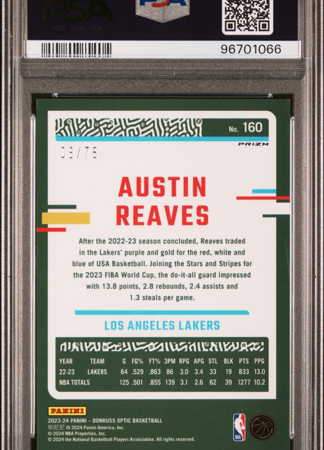 2023 Panini Donruss Optic Austin Reaves #160 PSA 9