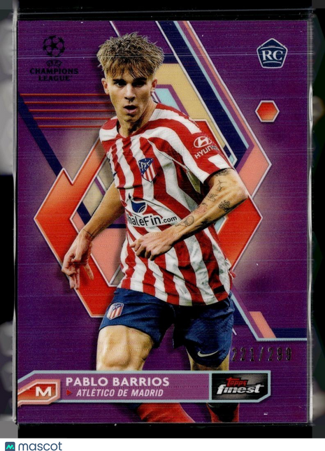 2023-24 FINEST CL PURPLE /299 ROOKIE PABLO BARRIOS AT MADRID