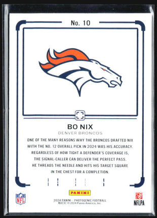 2024 Panini Photogenic Draft Snapshots Bo Nix Rc #10