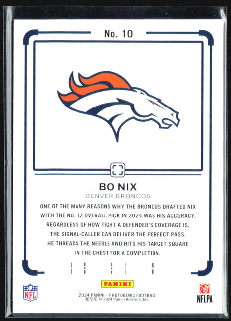 2024 Panini Photogenic Draft Snapshots Bo Nix Rc #10