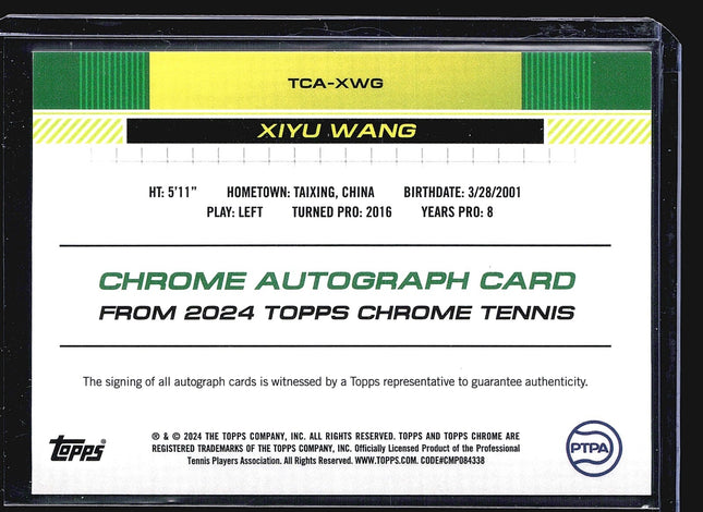 2024 Topps Chrome Tennis Orange auto Xiyu Wang #TCA-XWG /25
