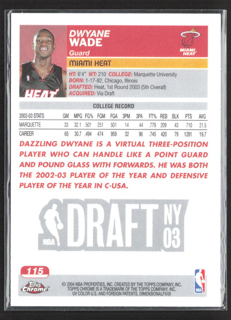 2003-04 Topps Chrome Dwyane Wade Rc #115