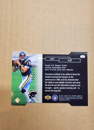 1998 Sp Authentic Ryan Leaf Die Cut Rc Rookie /500 Chargers #26