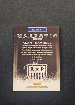 2023 Alan Trammell America's Pastime Majestic Auto /49 Tigers