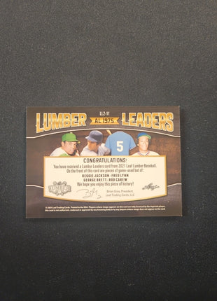 2021 Reggie Jackson Lynn Brett Carew Leaf Lumber AL 1975 GU Bat /7