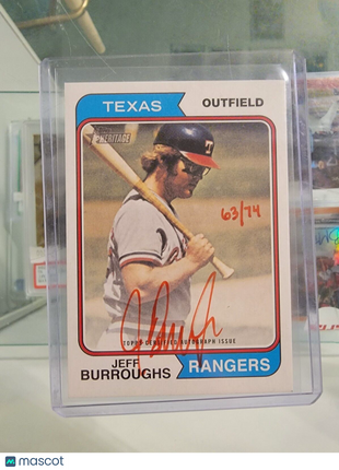 2023 Topps Heritage Real One Red Ink Auto Autograph Jeff Burroughs /74 Rangers