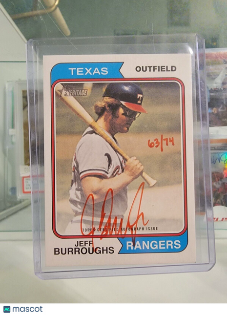 2023 Topps Heritage Real One Red Ink Auto Autograph Jeff Burroughs /74 Rangers