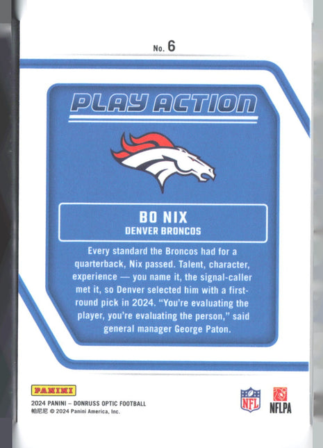 2024 Panini Donruss Optic - Play Action Bo Nix #6 (RC)