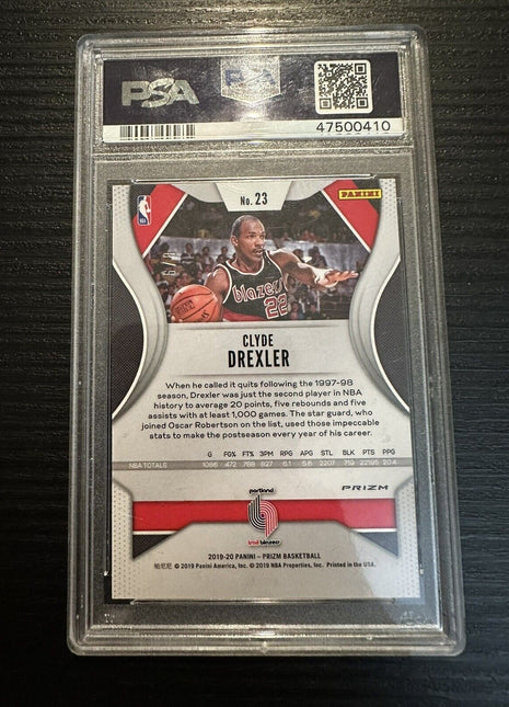 2019-20 Prizm Green Choice Clyde Drexler /8 PSA 10
