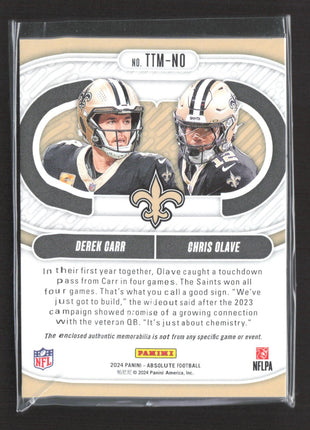 2024 Panini Absolute Team Tandem Derek Carr Chris Olave #TTM-NO Patch /49