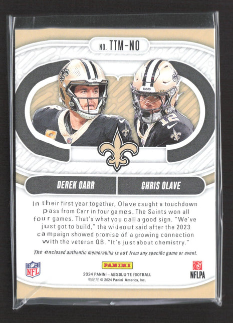 2024 Panini Absolute Team Tandem Derek Carr Chris Olave #TTM-NO Patch /49